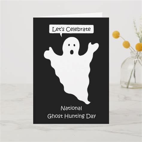 a black and white card with a ghost saying, let's celebrate national ...