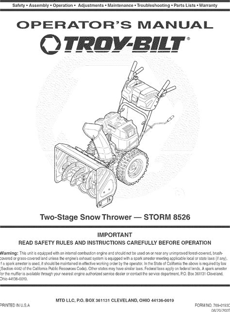 Troybilt Ae Go User Manual Snow Thrower Manuals And Guides L