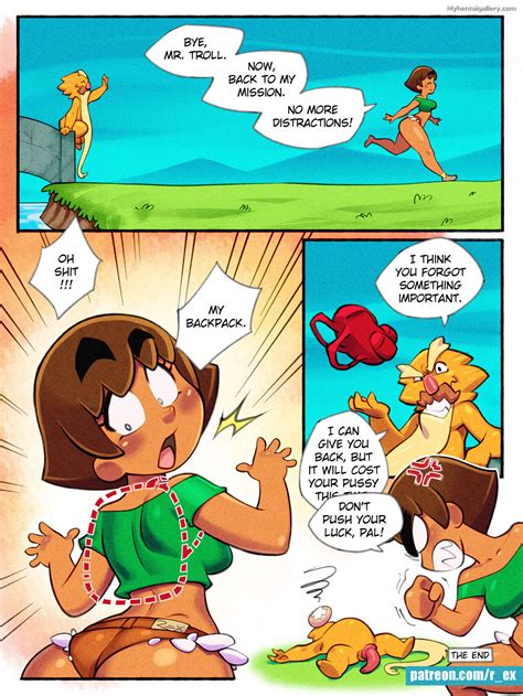 Rule 34 1boy 1girls Backpack Bag Clothing Comic Comic Page Dark Skin Dialogue Dora The