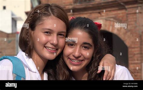 Smiling Girls Happy Friends Stock Photo - Alamy