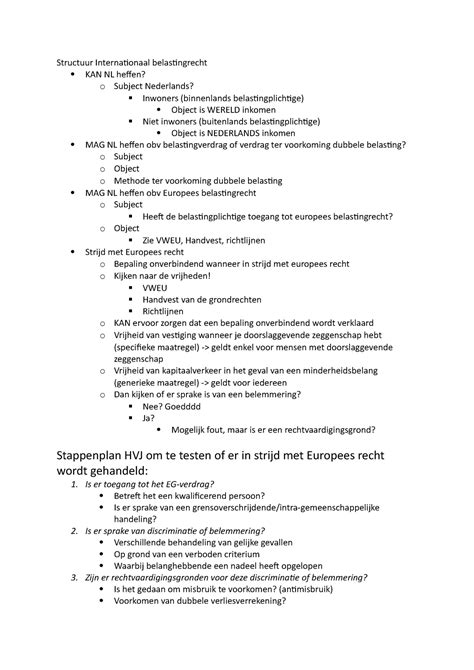 Stappenplan Grondslagen Europees En Internationaal Belastingrecht