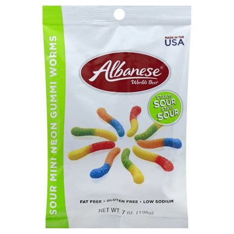 Albanese World S Best Gummi Worms Sour Mini Neon 7 Oz Instacart