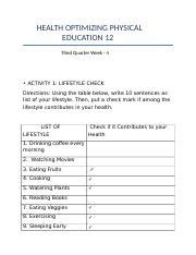 HOPE Q3 WEEK 4 Docx HEALTH OPTIMIZING PHYSICAL EDUCATION 12 Third