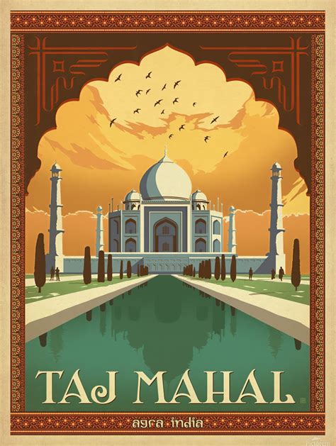 Taj Mahal Vintage Travel Poster For Agra India By Vintage Poster Wall Art