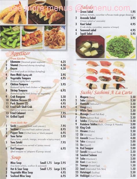 Menu at Hokkaido Sushi Restaurant, Michigan City