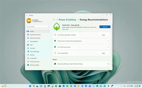 Slik aktiverer du nye energianbefalinger innstillinger på Windows 11