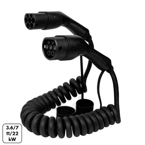 Coiled Charging Cable: Type 2 to Type 2 | 5m/7m/10m | EVniculus