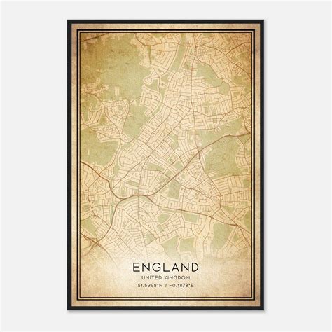 Vintage Finchley United Kingdom Map Poster, Finchley City Road Wall Art ...