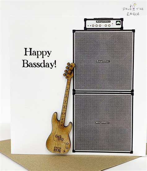 Bass Guitar Birthday Card Happy Bassday Etsy