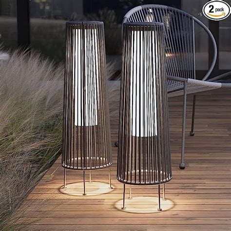 Grand Patio Outdoor Solar Floor Lamp Weather Resistant Wicker Solar