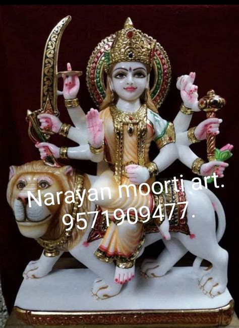 White Painted Marble Durga Statue For Worship Size 1 Feet At Rs