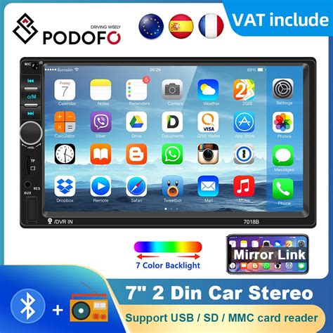 Podofo Reproductor Multimedia Con Pantalla T Ctil Para Coche Din