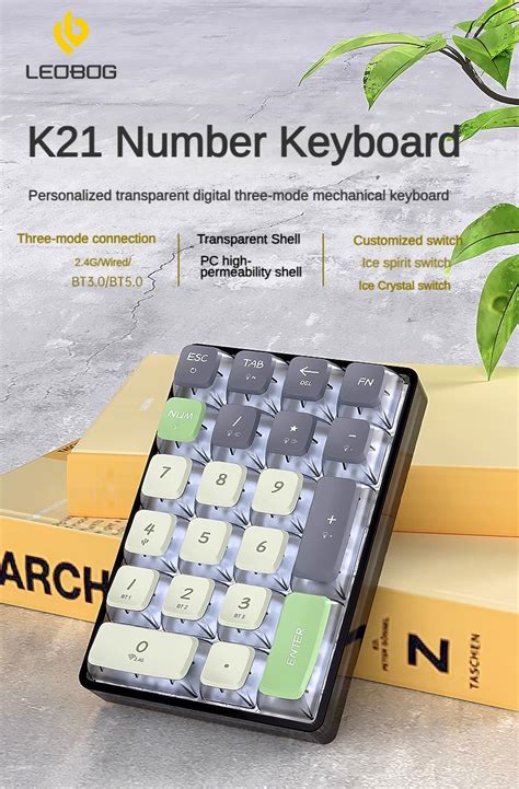 Leobog K Wireless Three Mode Transparent Number Keyboard Mechanically Customized Pad Hot Swap