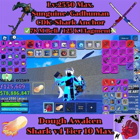 Account Blox Fruit Lv Max Dough Awakenshark V Tier Max