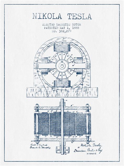 Nikola Tesla Electro Magnetic Motor Patent Drawing From B