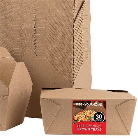 Microwavable Kraft Brown Take Out Boxes 112 Oz 30 Pack Disposable