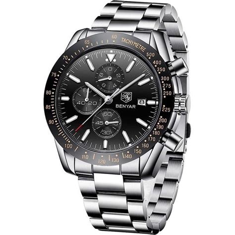 Montre Homme Benyar Etanche Chronographe Mouvement Quartz Lumineuses