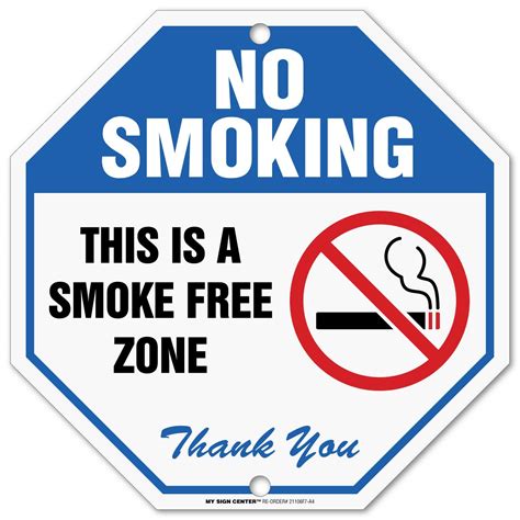 Metal No Smoking Sign, This is A Smoke Free Zone, Octagon Shaped