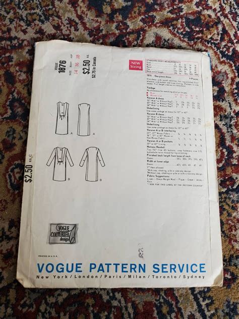 Vintage S S Vogue Couturier Design Sybil Connolly Sewing Pattern