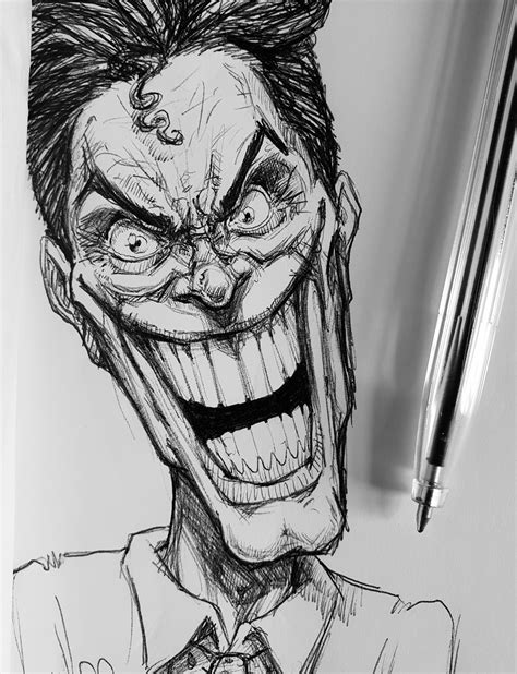 Second attempt at getting that crazy Joker expression. : r/drawing