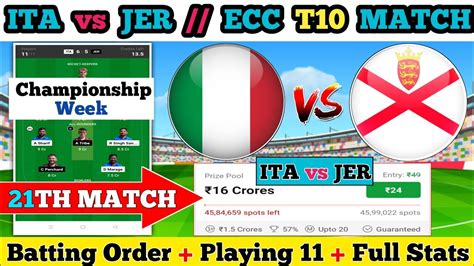 ITA Vs JER DREAM 11 ITA Vs JER DREAM 11 PREDICTION ITA Vs JER