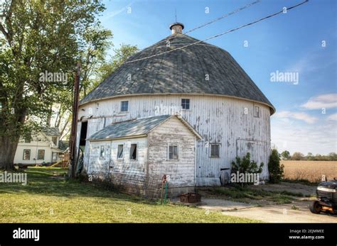 A Round Barn in Indiana, United States. Round barn is a historic barn ...