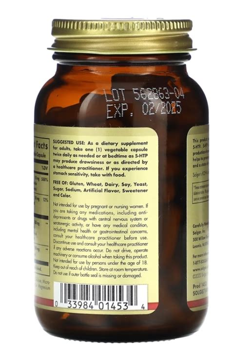 Solgar 5-HTP 100 мг, 90 капсул : инструкция + цена в аптеках | Tabletki.ua