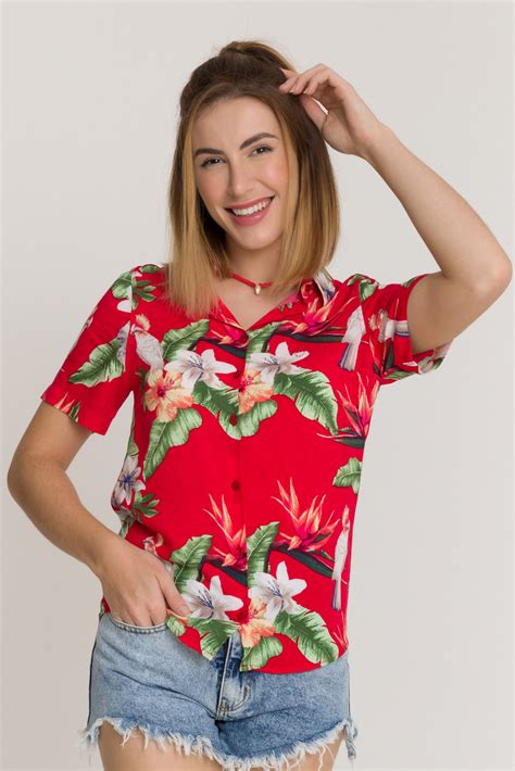 Compre Camisa Feminina Olimpo Viscose Estampada Floral Manga Curta Na Olimpo Camisaria Camisa