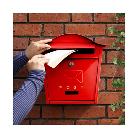 Wall Mounted Post Box Red Simple Contemporary Design Mailbox With Lock