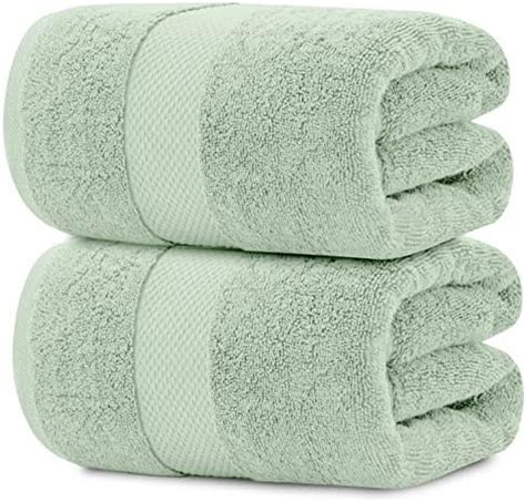 Amazon White Classic Luxury Sage Green Bath Towels X And