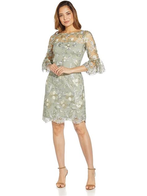 Adrianna Papell Floral Embroidery Peplum Dress Celadon 6pm