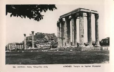 Gr Ce Rppc Ath Nes Temple De Jupiter Olympien Real Photo Carte Postale