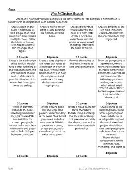 Peak By Roland Smith Choice Board By The Inclusive Mrs C Tpt