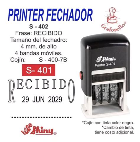 Sello Fechador De 4 Mm Con Leyenda Recibido Marca Shiny En Venta En