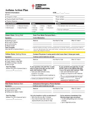 Fillable Online Asthma Action Plans For Health Care Professionals Fax