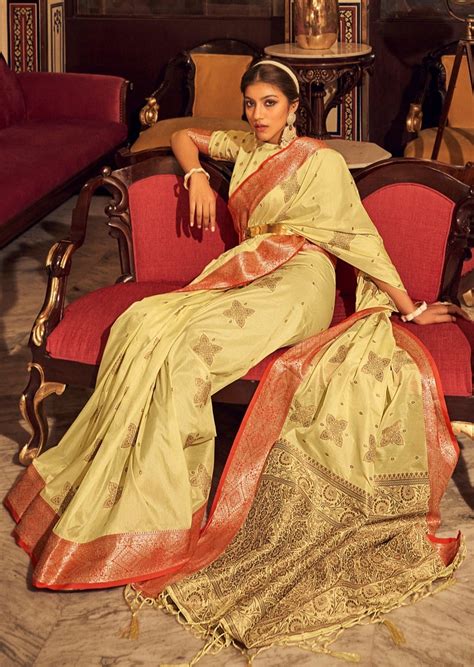 Soft Tussar Silk Yellow Saree Sunasa