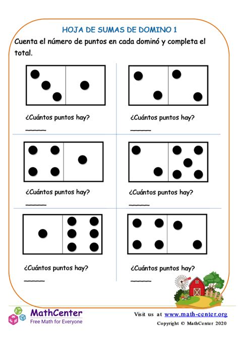 Jard N De Infantes Hojas De Trabajo Sumas De Una Cifra Math Center