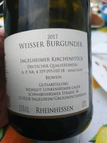 Weingut Lunkenheimer Lager Weisser Burgunder Trocken Vivino