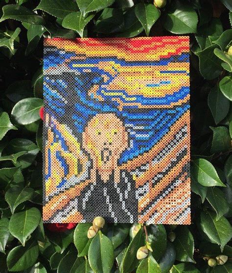 The Scream Art Made Of Perler Beads Perler Bead Art Perler Beads