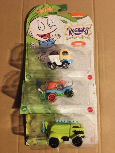 Hot Wheels Nickelodeon Rugrats Character Cars Set Tommy Chuckie Reptar