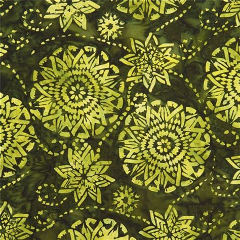 Tela batik Timeless Treasures efecto desteñido verde con flores