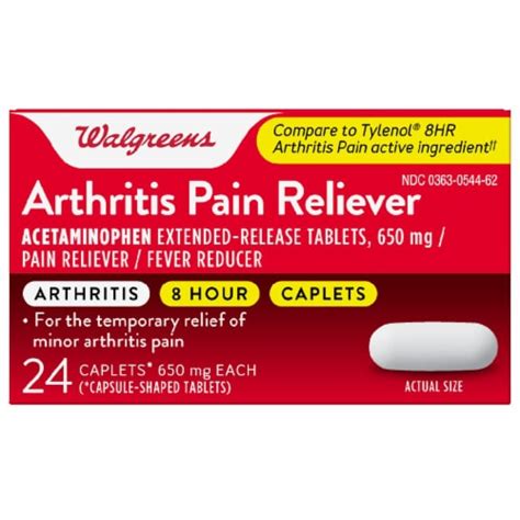 Walgreens Arthritis Pain Reliever Caplets 650mg 24 Ct Kroger