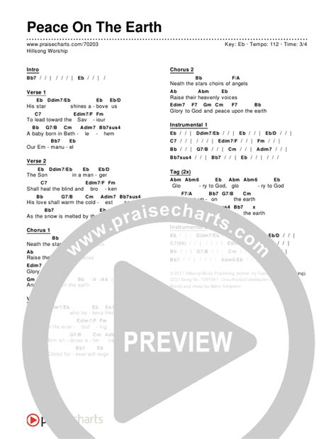 Peace On The Earth Chords Pdf Hillsong Worship Praisecharts