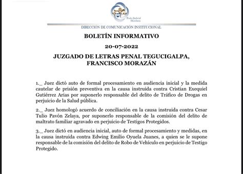 Poder Judicial Hn On Twitter Audiencias Realizadas En El