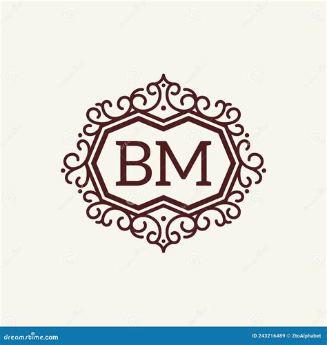 Letter BM Monogram Logo Elegant Typeface Design Stock Vector