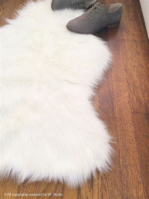 White Faux Sheepskin Shag Rug Decorative Nursery Rug Cozy Fur Etsy