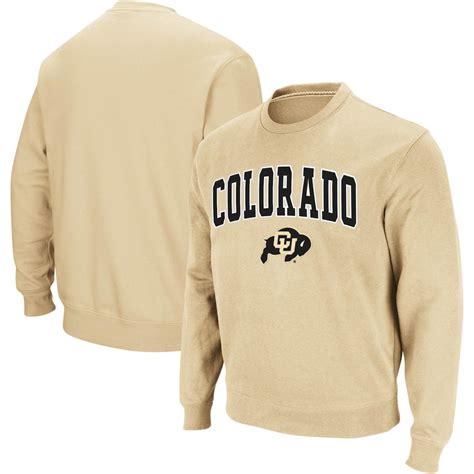 Mens Colosseum Gold Colorado Buffaloes Arch And Logo Crew Neck Sweatshirt