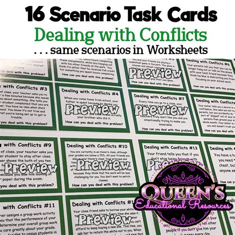 Dealing With Conflicts Scenario Task Cards And Worksheets Conflict