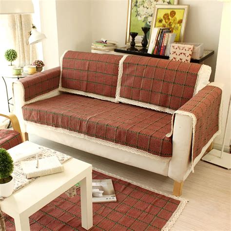 Wliarleo Weave Sofa Cover High Quality Sofa Towel Red Plaid Covers For