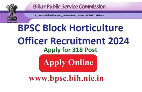 Bihar Bpsc Block Horticulture Officer Recruitment Apply Online For